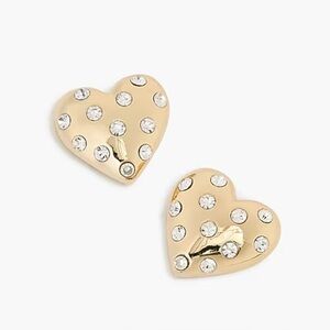 J. Crew Factory Pave Puffy Heart Bauble Earrings Gold & Rhinestone